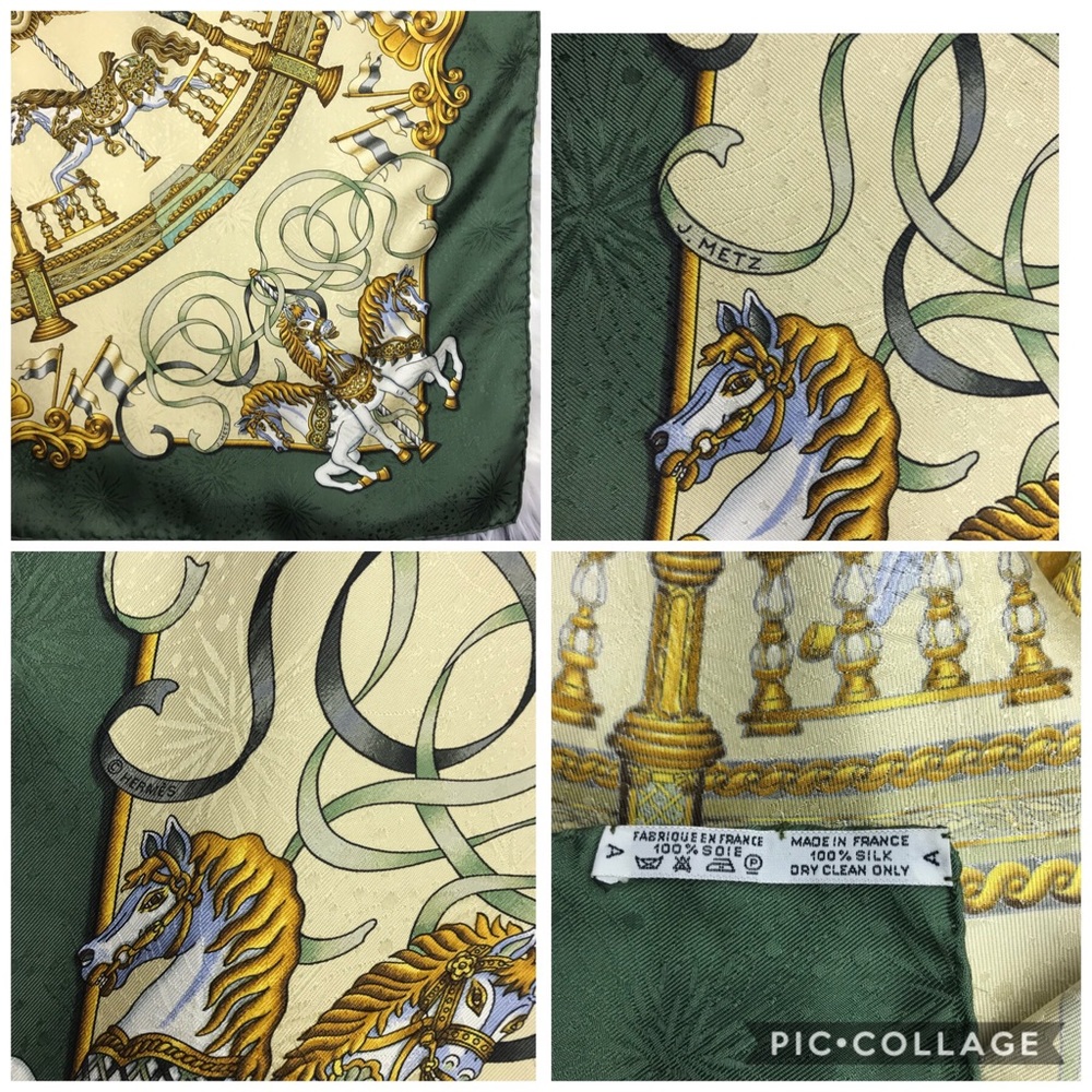 Authentic HERMES “Luna Park” Silk Damask Scarf - Picture 7 of 8